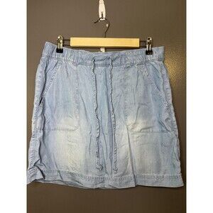 C&C California Skort Womens Medium Blue Chambray Elastic Waist Lined Pockets